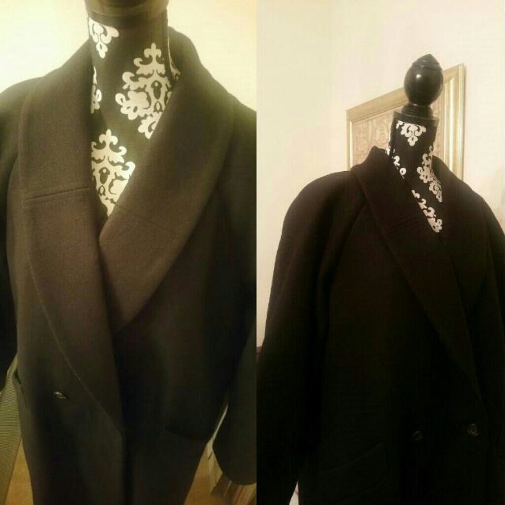 Fitz Wright  Long Black Wool Coat